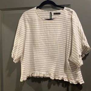 Striped short sleeve blouse